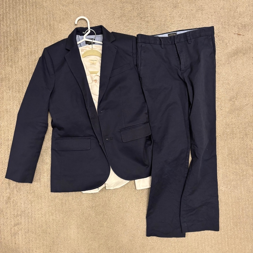 J. Crew Crewcuits, Boys Suit, Navy, Top size 10, bottom size 8